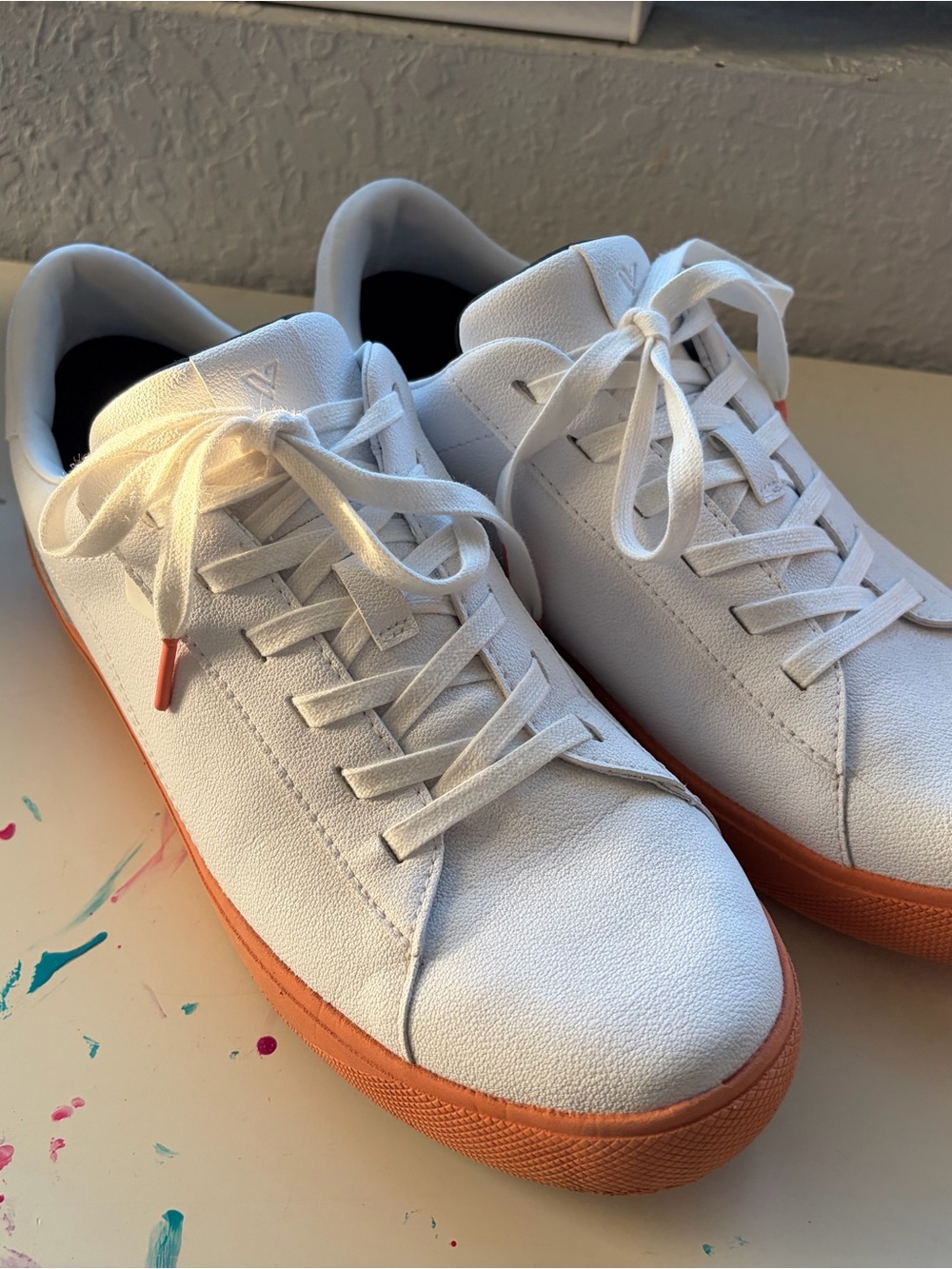 Vessi White WATERPROOF Low-Top Sneakers with Orange Sole - Women
